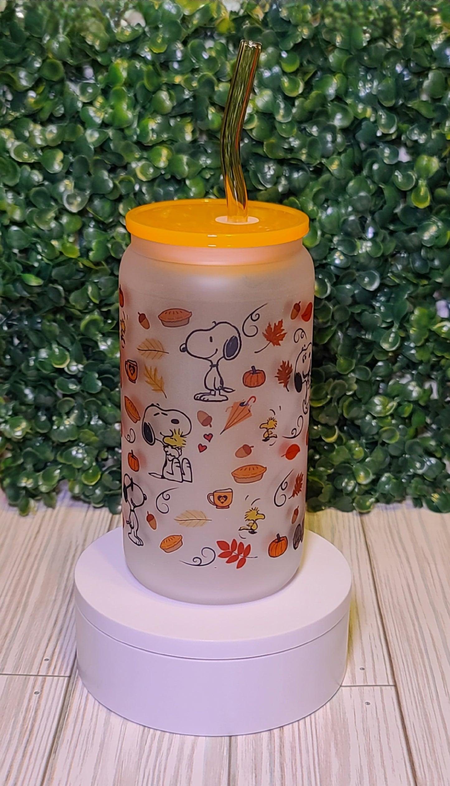 Cartoon cute dog and Friends Fall 16oz Frosted Glass Cup