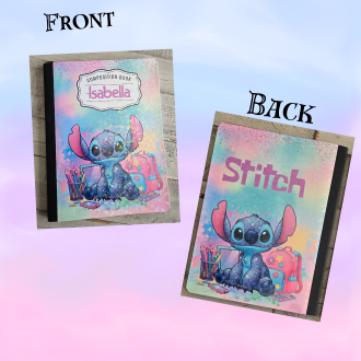 Cute Stitch with Backpack Composition Notebook