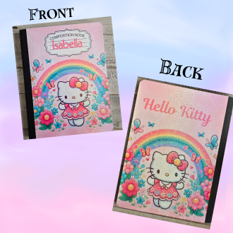 Cute H Kitty Flowers Composition Notebook