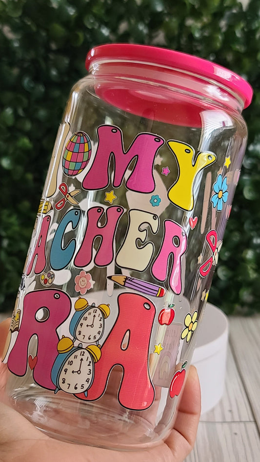 In My Teacher Era 16 oz Glass Cup