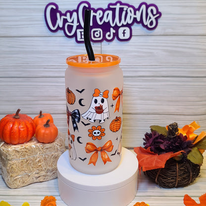 Concha Cute Ghost 16oz Frosted glass cup