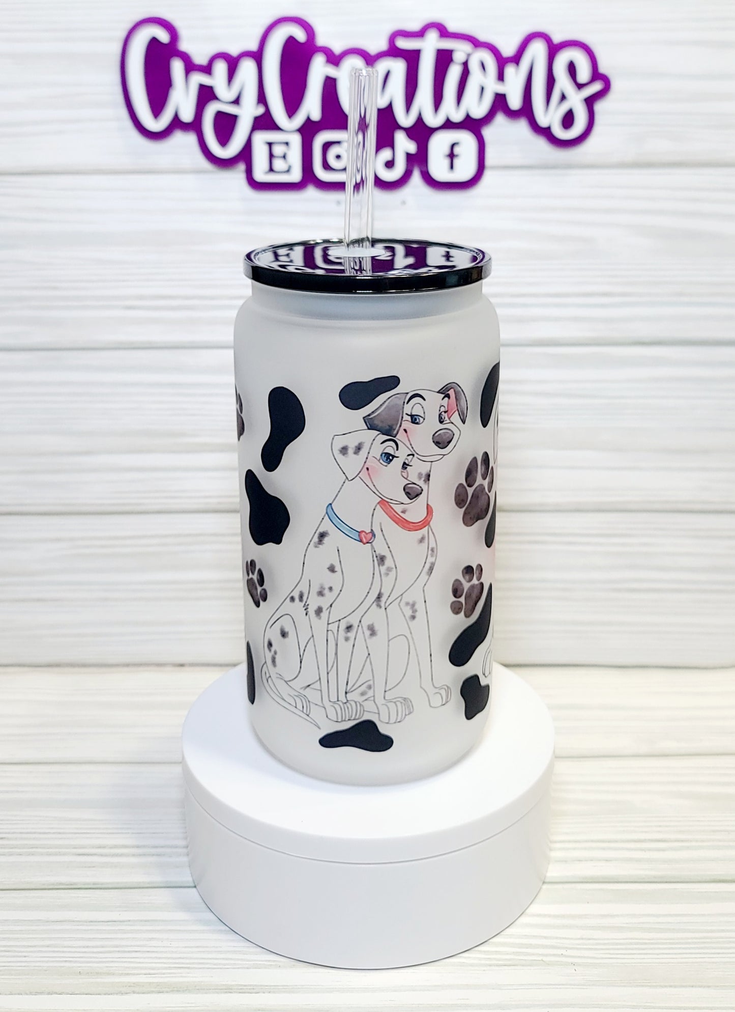 Dalmatian's Dogs 16oz Frosted Glass Cup