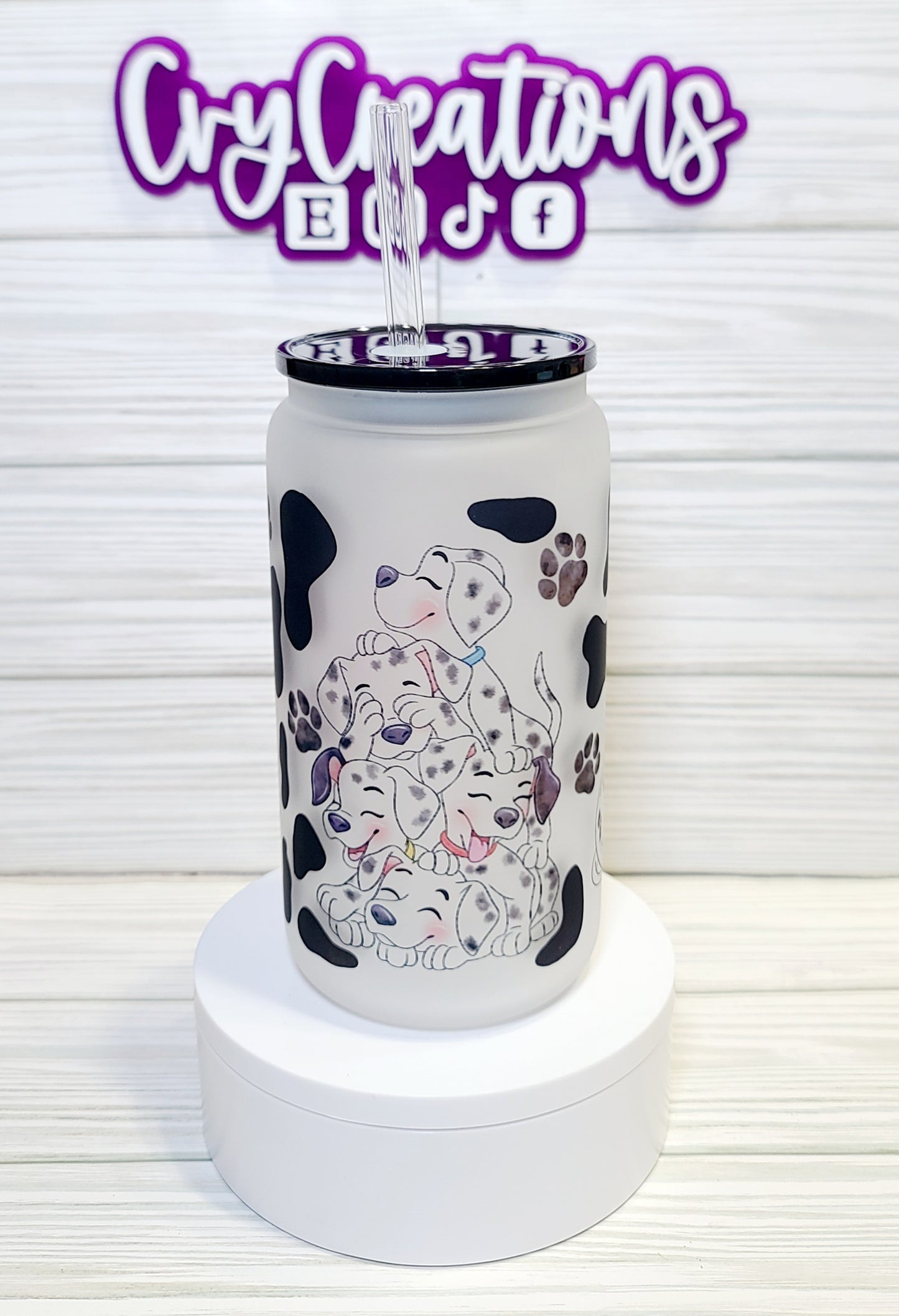 Dalmatian's Dogs 16oz Frosted Glass Cup