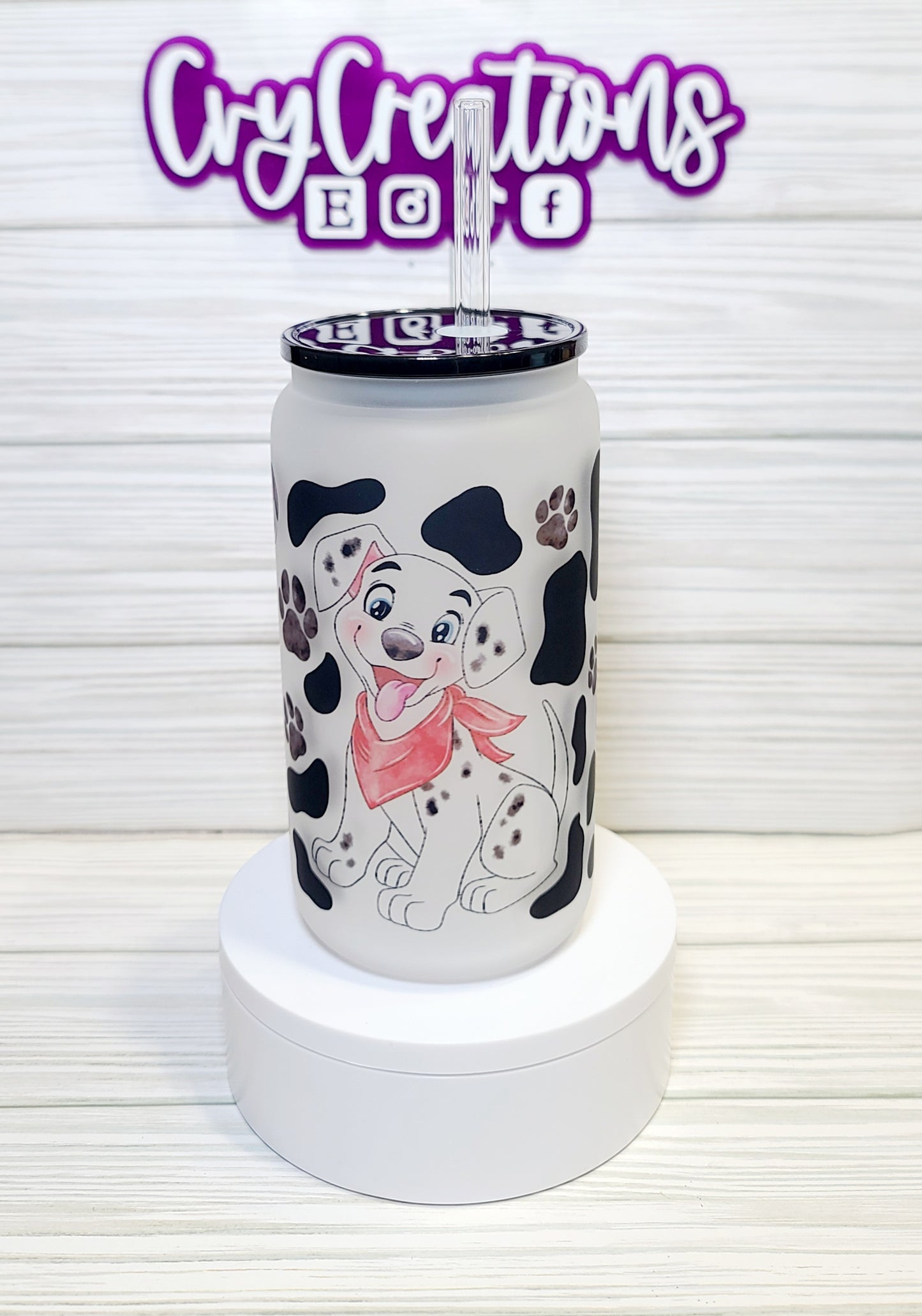 Dalmatian's Dogs 16oz Frosted Glass Cup