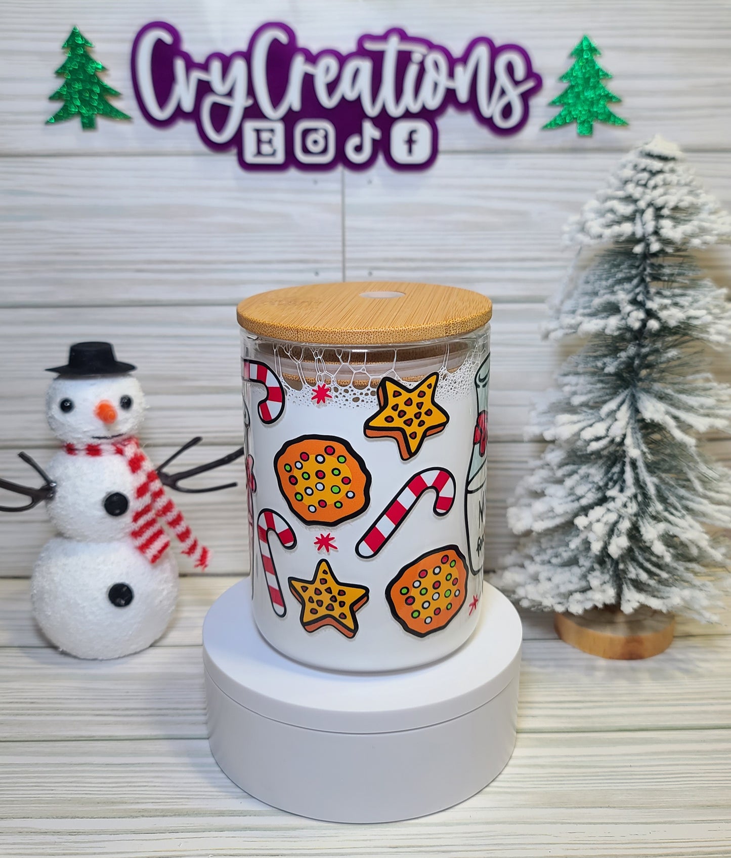 Santa Milk and Cookies Glass Mug