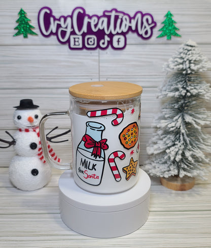 Santa Milk and Cookies Glass Mug