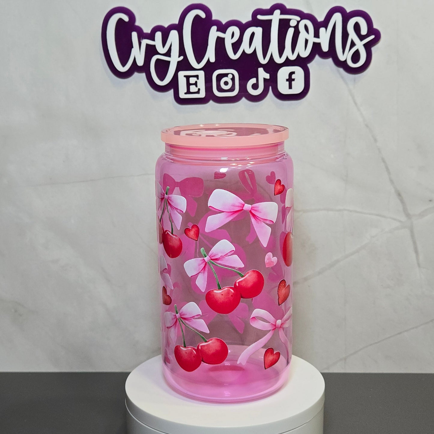 Cherry Coquette, 16 oz Glass Cup