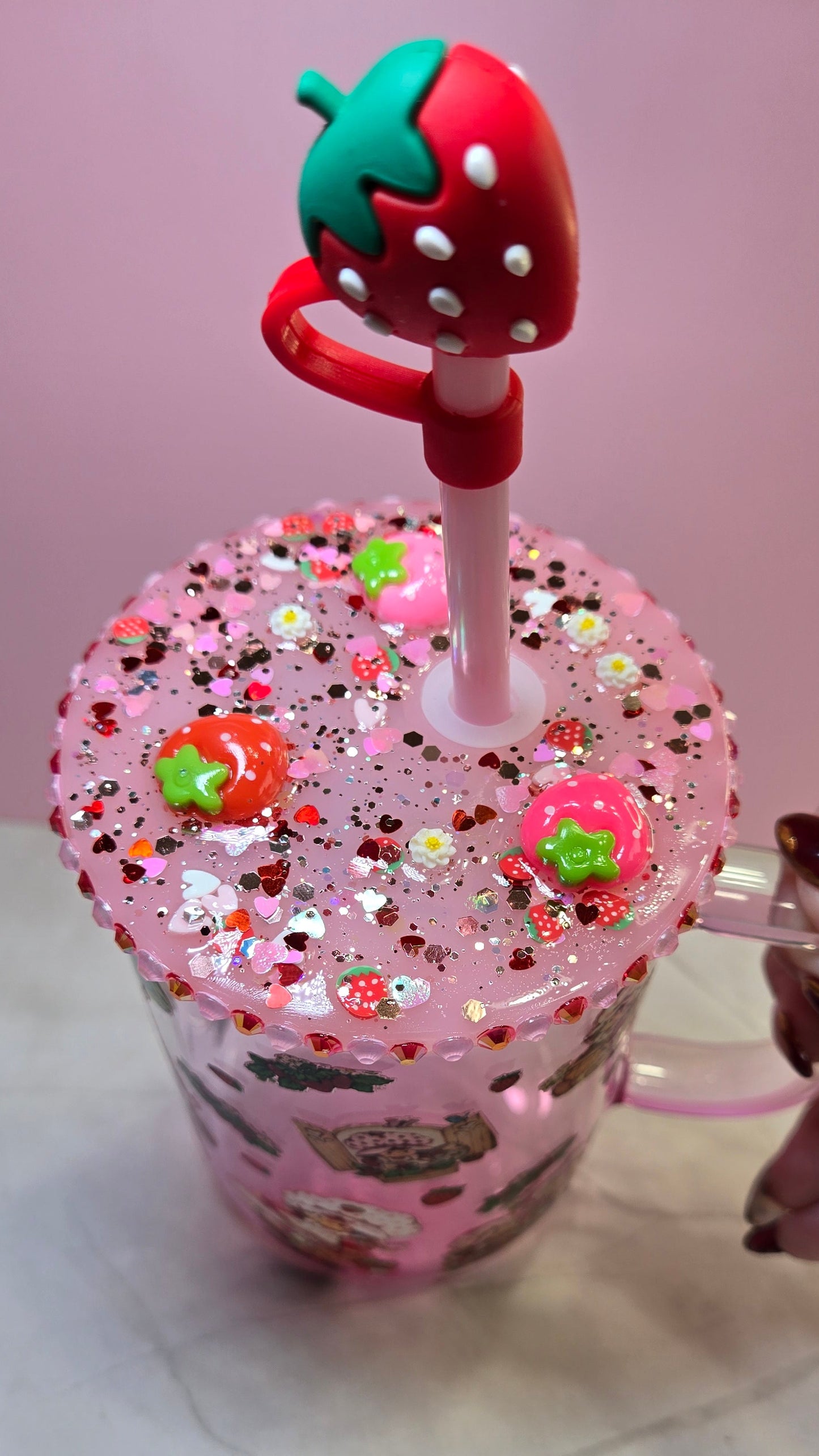 Strawberry Pink Glass Mug