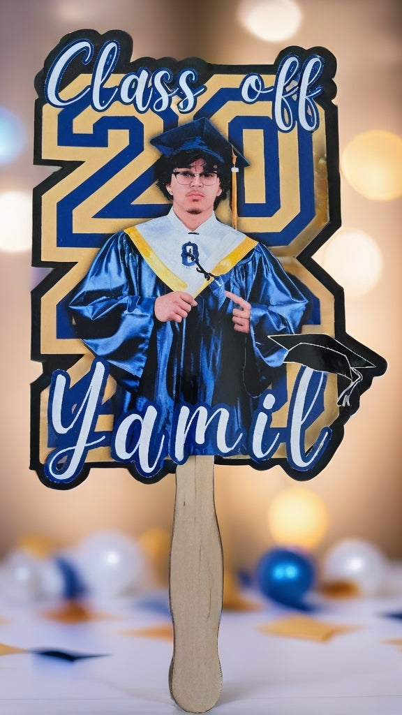 Custom Graduation Fan, Class of 2026, Handheld Paddle
