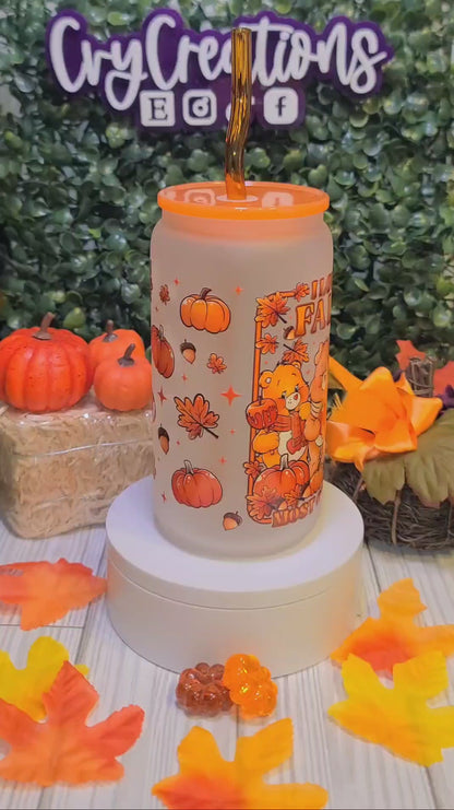 Cute Bears Fall 16oz glass cup